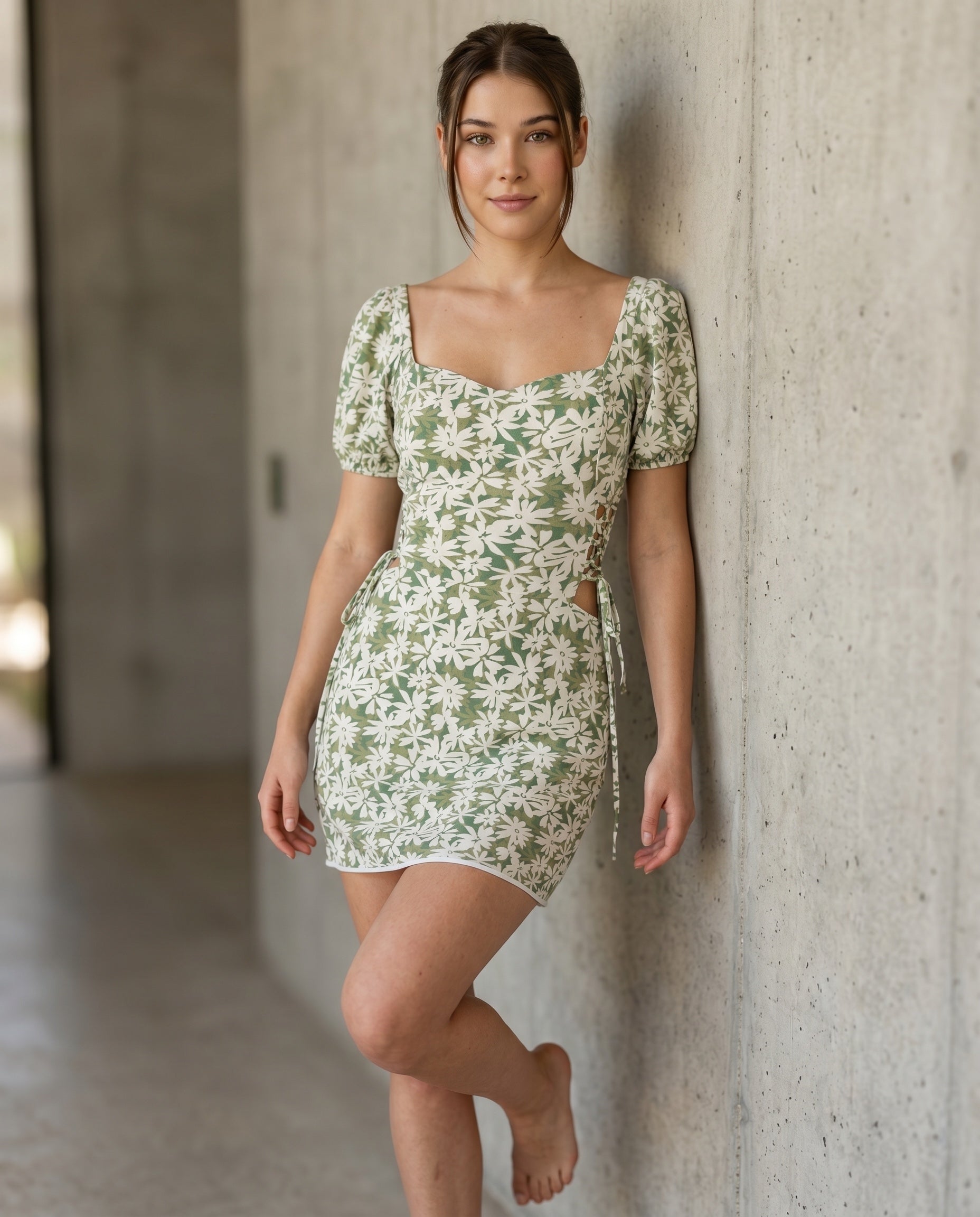 Flora Green Floral Mini Dress