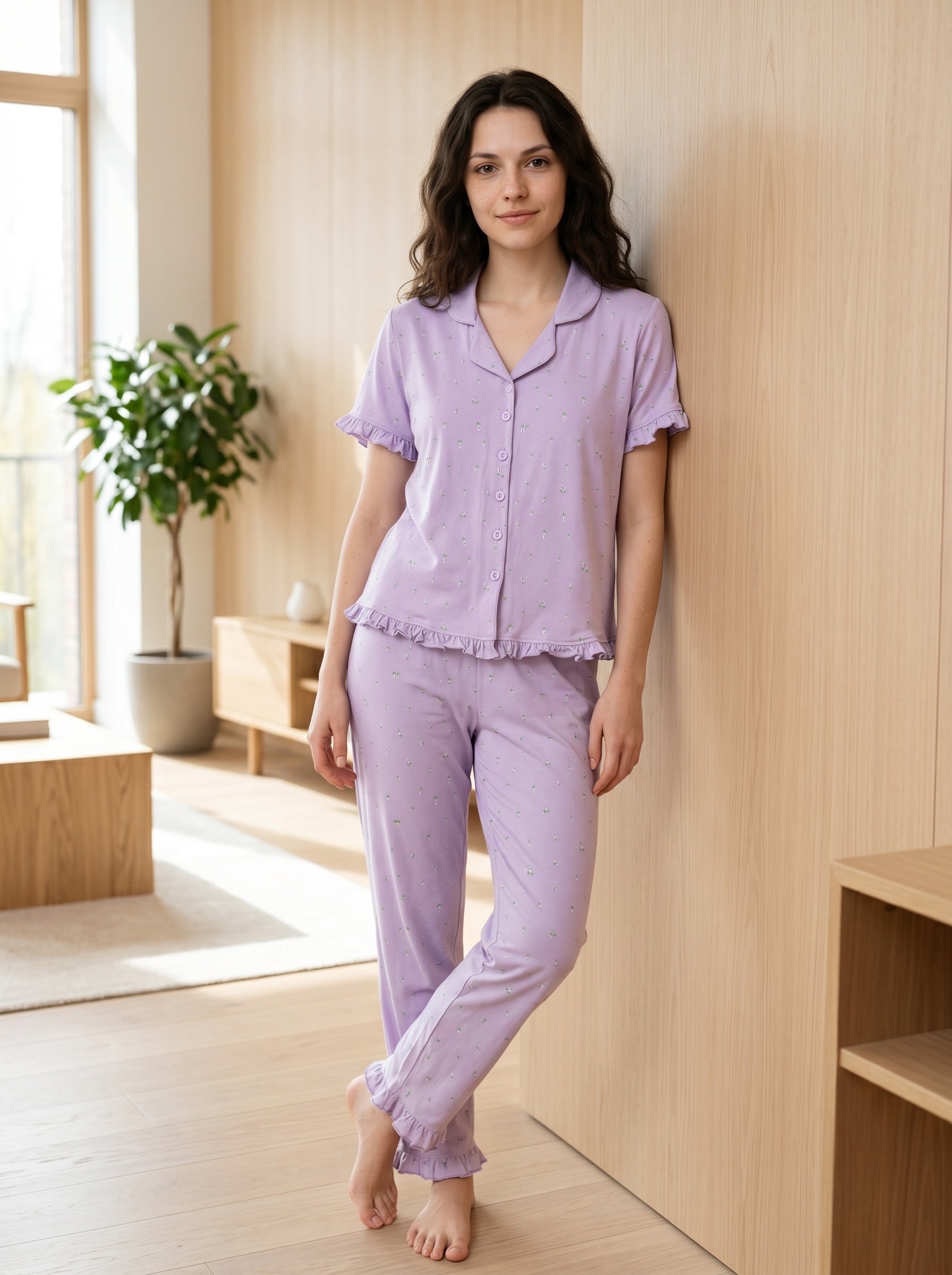 Lavender Ruffle Pajama Set