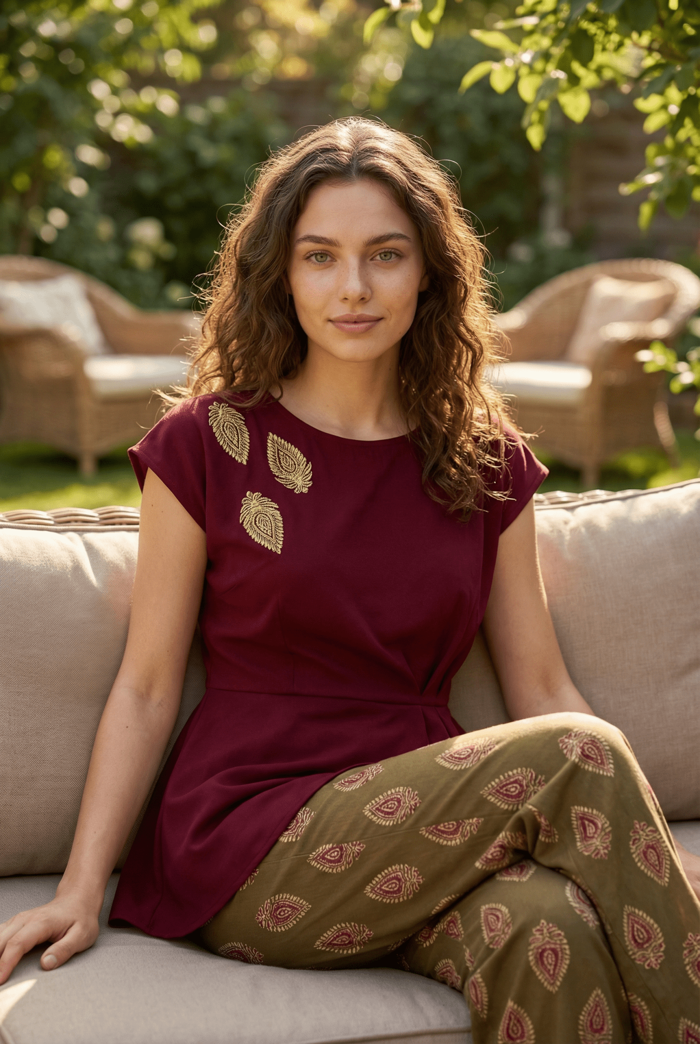 Ruby Twist Ethnic Pajama Set - June Joy