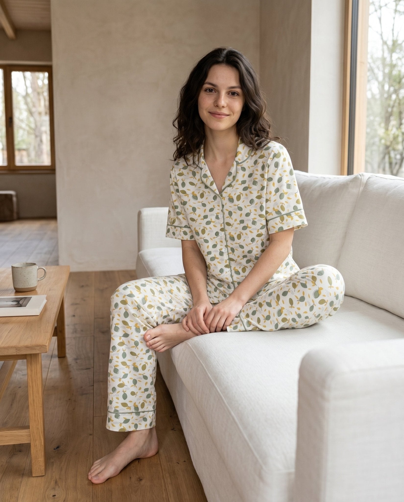 Soft Leaf Print Pajama Set - June Joy