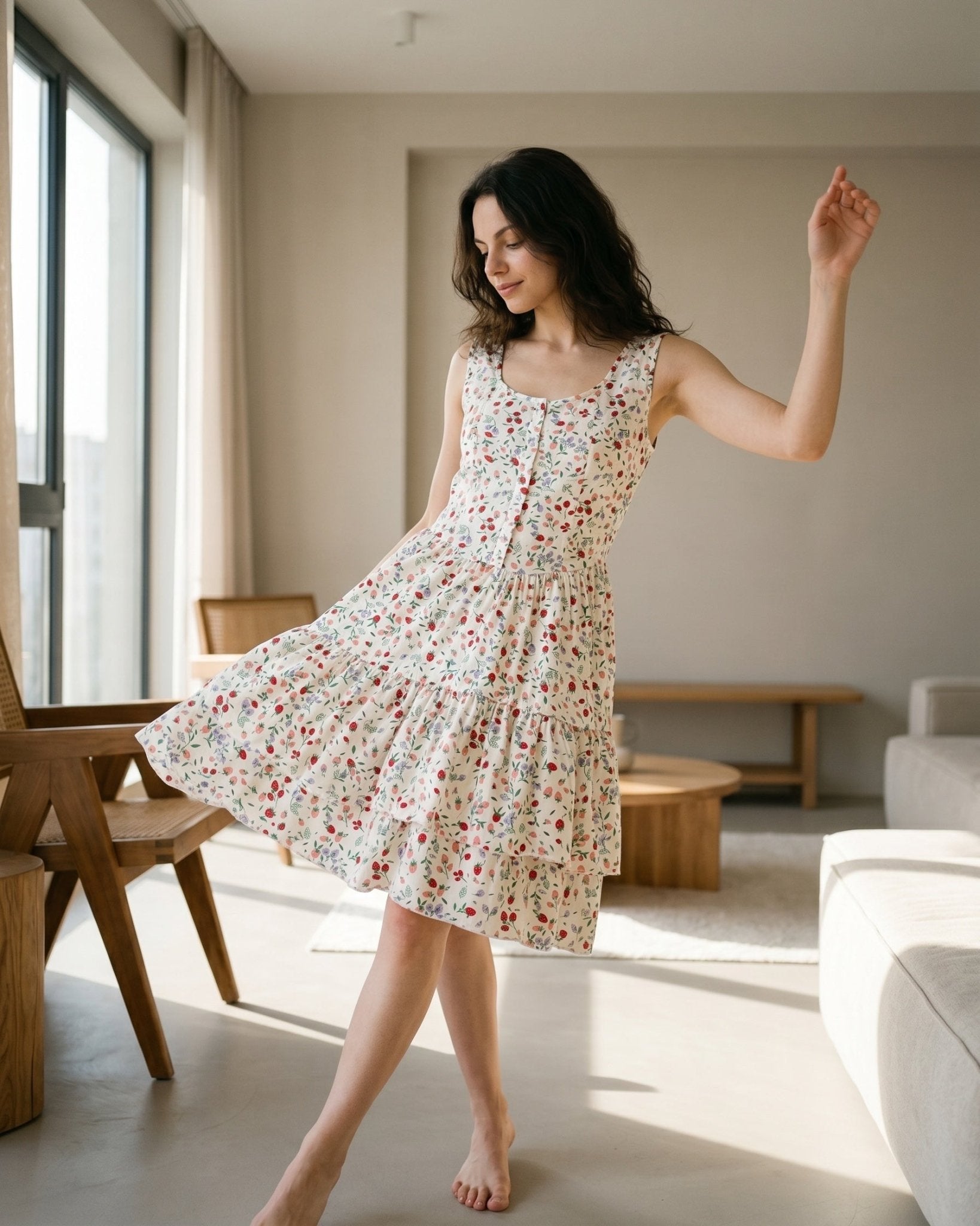 Strawberry Delight White Dress - June Joy