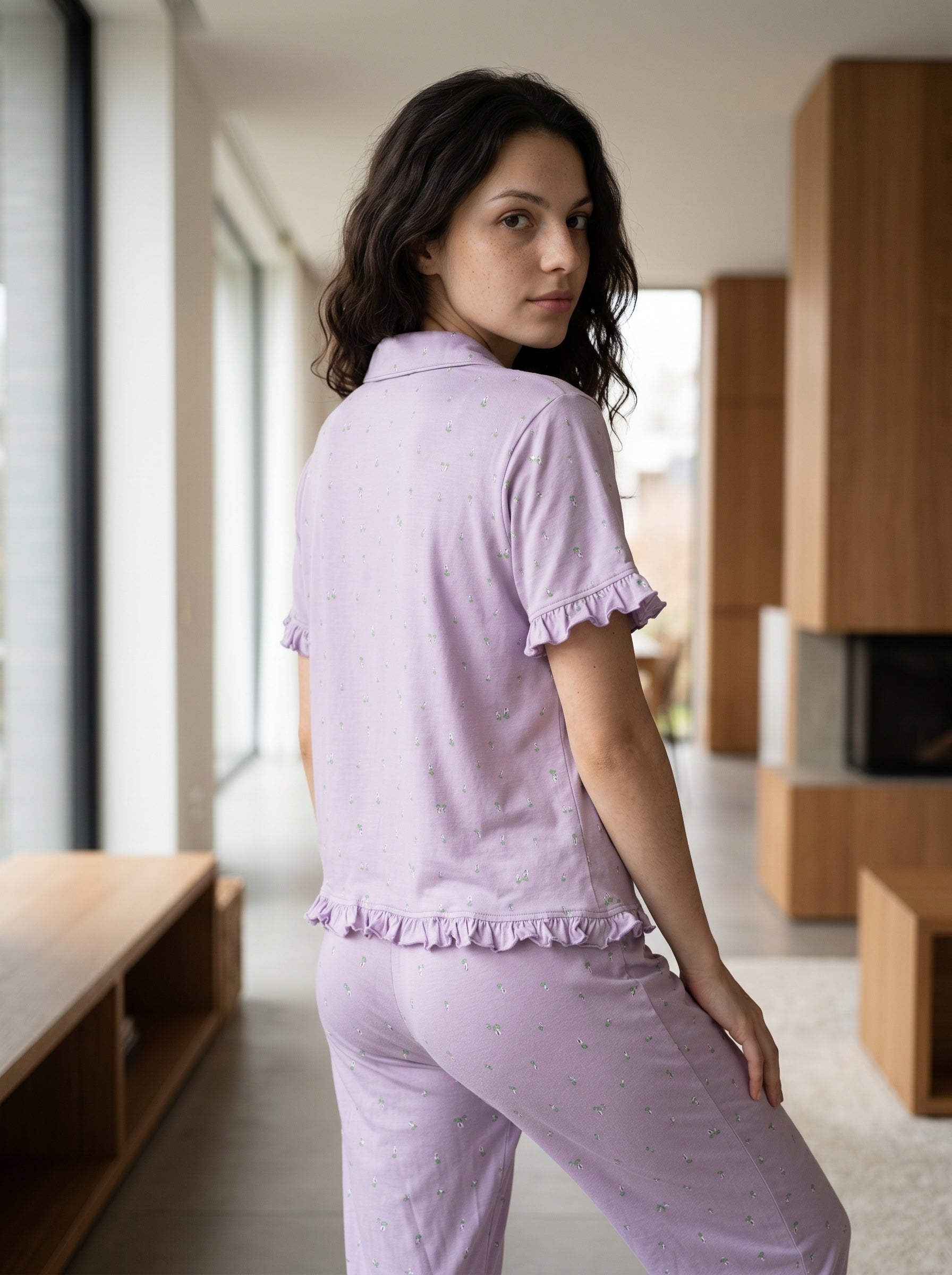 Lavender Ruffle Pajama Set