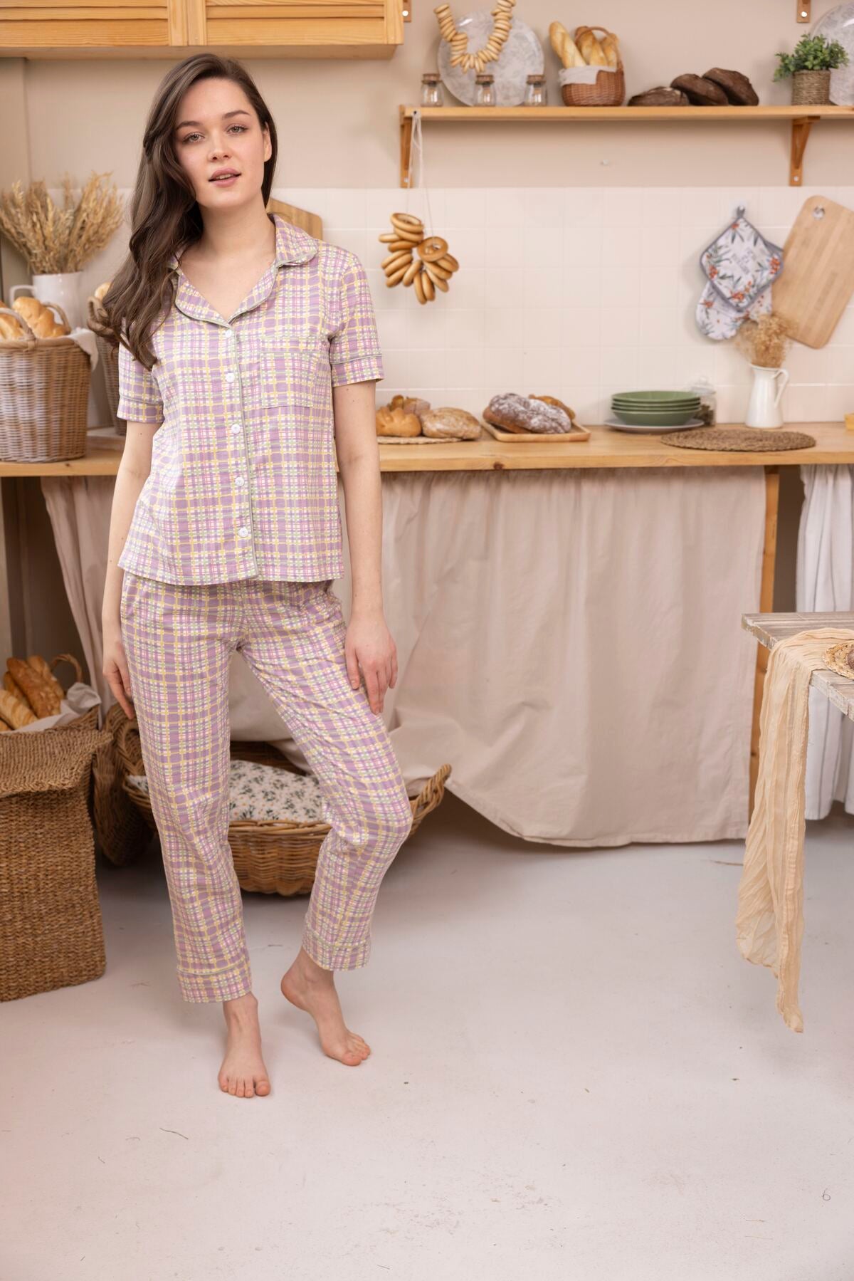 Casual Stripes Short Sleeve Pajama Set