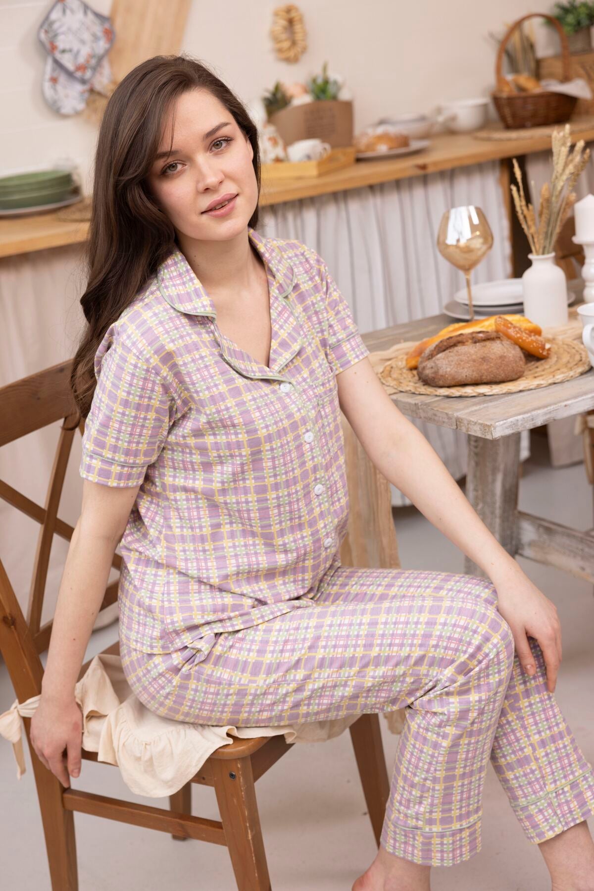 Casual Stripes Short Sleeve Pajama Set