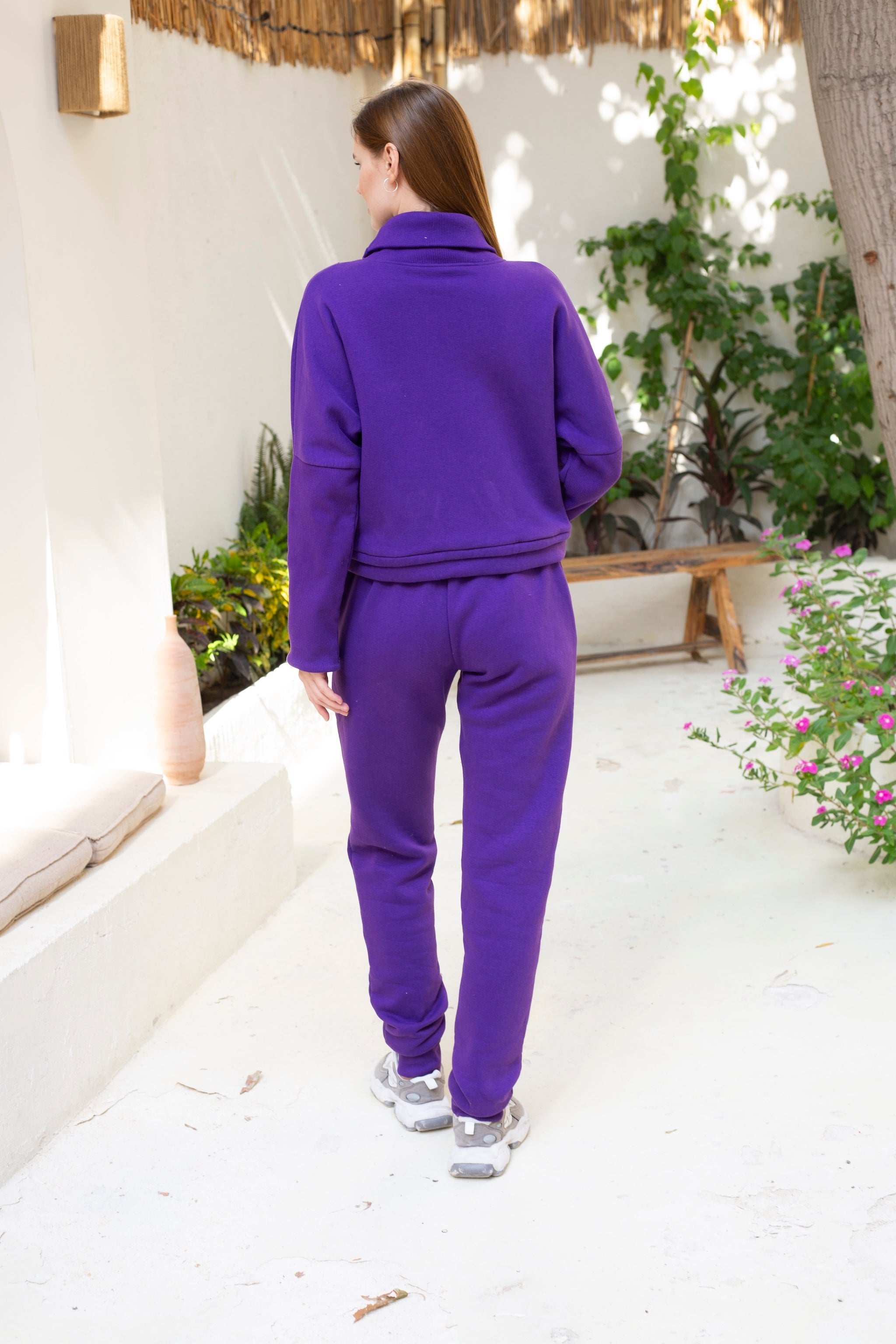 purple long neck pajama