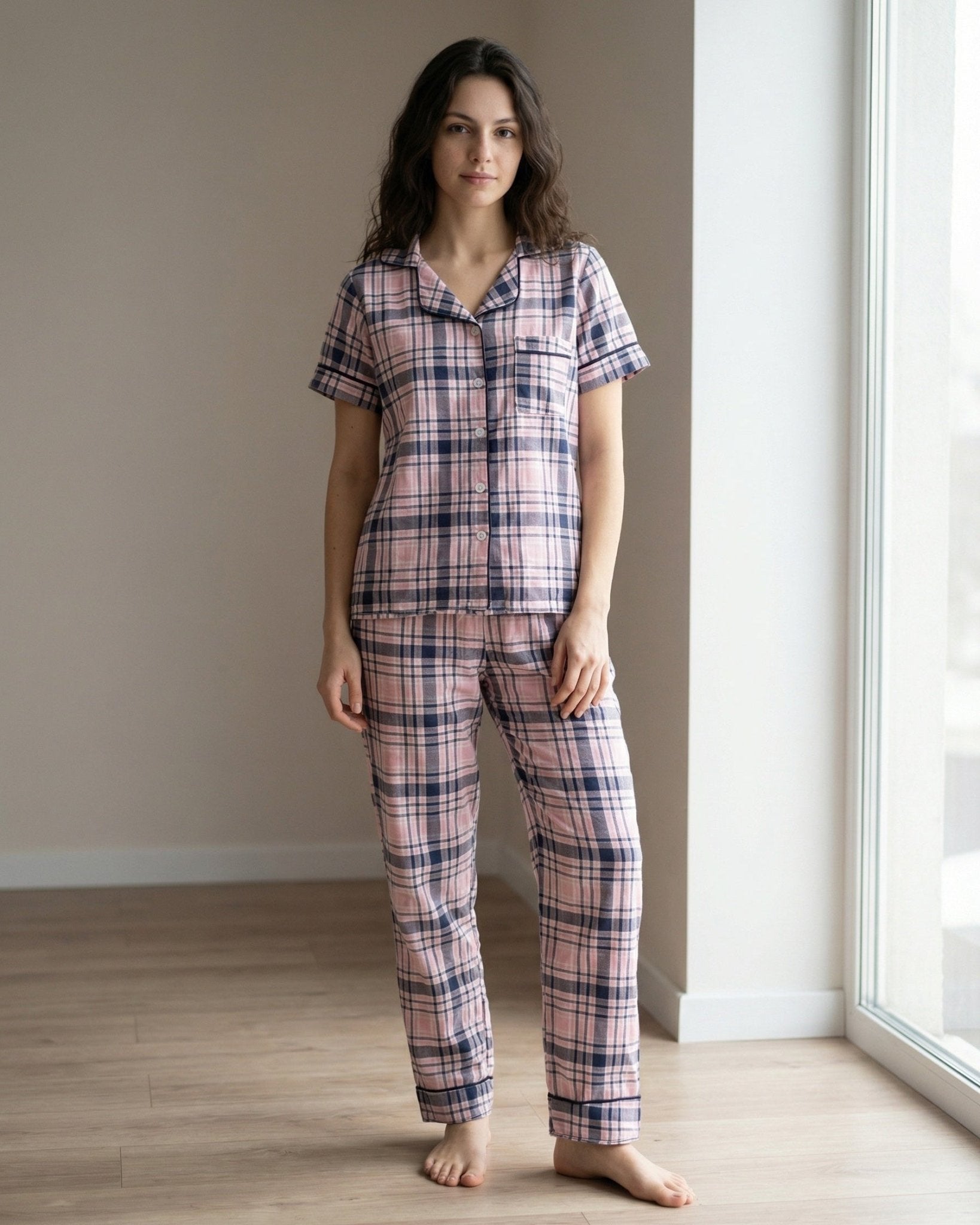Rose Plaid Tailored Pajama Set - June Joy