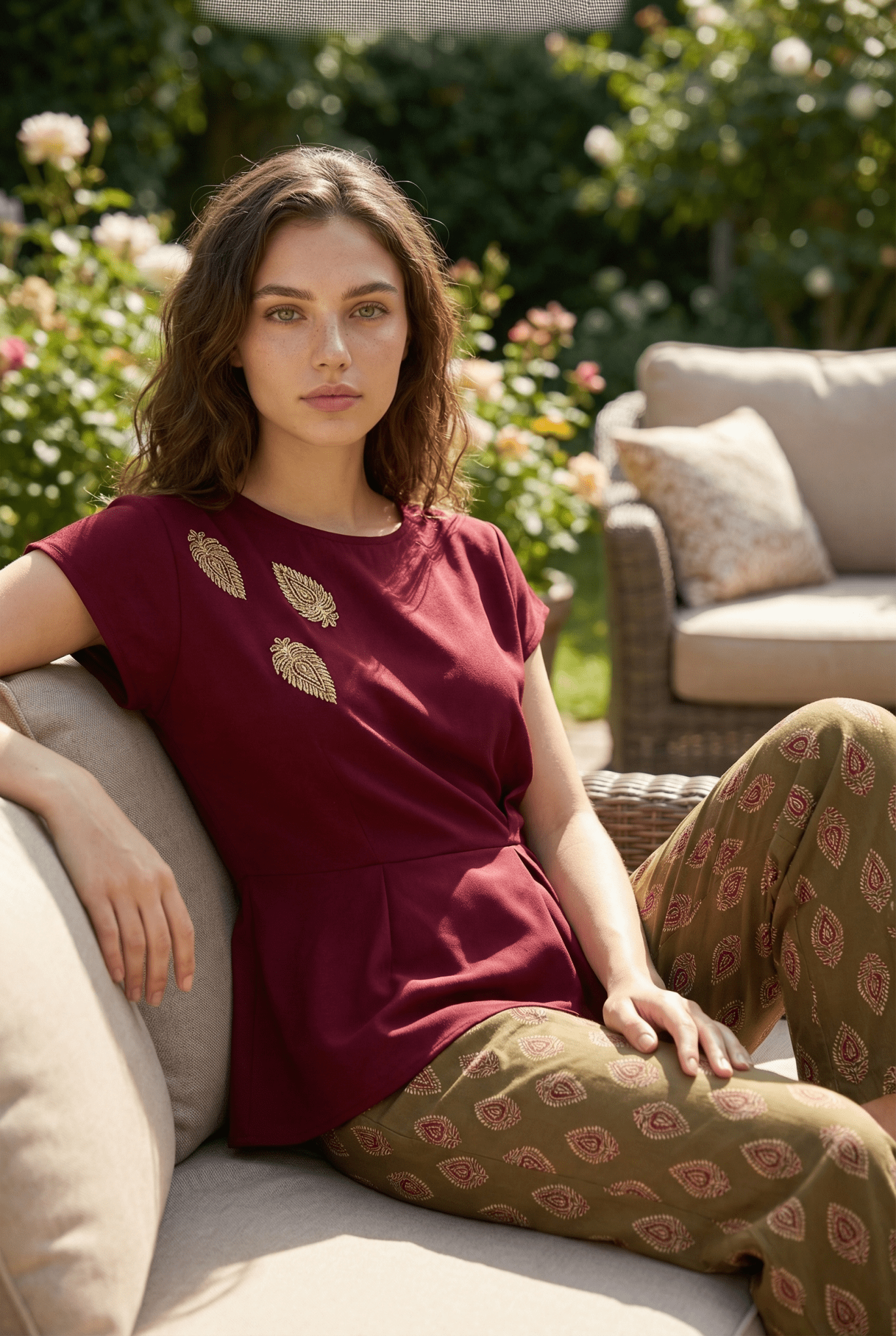 Ruby Twist Ethnic Pajama Set - June Joy